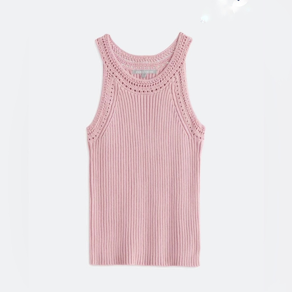 Daniel Rainn Crochet Trim Sweater Tank pink‎ size Medium